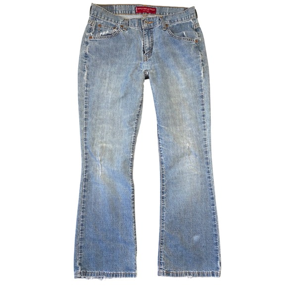 Levi's Denim - Levis 515 Nouveau Boot Cut Stretch Jeans Womens 6 Short Light Wash Blue Low Rise